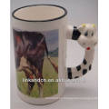 Haonai 11oz vaca hermosa manejar cerámica tazas con su diseño